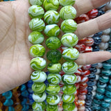 15PCS 14mm Lampwork Beads Spin Flower Loose Glaze Beads DIY Jewelry Making