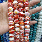 15PCS 14mm Lampwork Beads Spin Flower Loose Glaze Beads DIY Jewelry Making