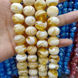15PCS 14mm Lampwork Beads Spin Flower Loose Glaze Beads DIY Jewelry Making
