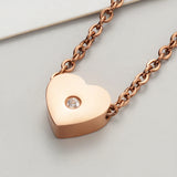 15PCS Heart Charm Beads Stainless Steel Zircon Pendant Necklace For Woman