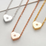 15PCS Heart Charm Beads Stainless Steel Zircon Pendant Necklace For Woman