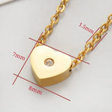 15PCS Heart Charm Beads Stainless Steel Zircon Pendant Necklace For Woman