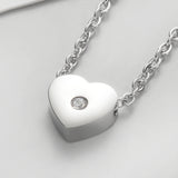 15PCS Heart Charm Beads Stainless Steel Zircon Pendant Necklace For Woman