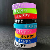 15PCS Night Glowing Silicone Wristband Happy Bracelets Fitness Sport Bangles