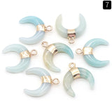 15PCS Crystal Stone Crescent Moon Pendant Charms for Women Necklace