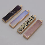 15PCS Natural Stone Rectangle Pendant DIY Jewelry Gift