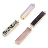 15PCS Natural Stone Rectangle Pendant DIY Jewelry Gift