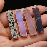 15PCS Natural Stone Rectangle Pendant DIY Jewelry Gift