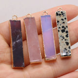15PCS Natural Stone Rectangle Pendant DIY Jewelry Gift