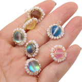 15PCS Flash Stone Round Lace Pendant for Jewelry Making DIY Necklace Earring