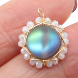 15PCS Flash Stone Round Lace Pendant for Jewelry Making DIY Necklace Earring