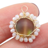 15PCS Flash Stone Round Lace Pendant for Jewelry Making DIY Necklace Earring