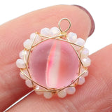 15PCS Flash Stone Round Lace Pendant for Jewelry Making DIY Necklace Earring