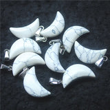 15PCS Moon Shape Gem Stone Pendants Golden Sand Green Aventurine Turquoise Beads