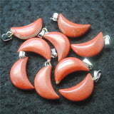 15PCS Moon Shape Gem Stone Pendants Golden Sand Green Aventurine Turquoise Beads