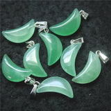 15PCS Moon Shape Gem Stone Pendants Turquoise Golden Sand Green Aventurine