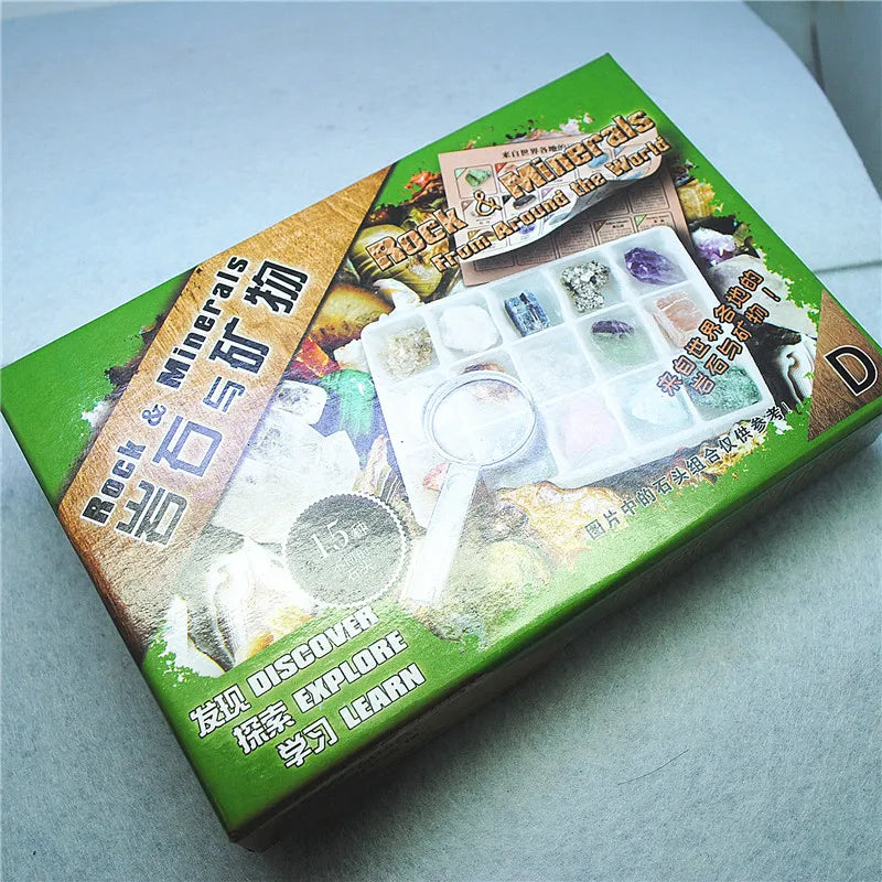 15PCS Gem Stone Rock Minerals Collection for Student Learning