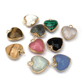 15PCS Rose Quartz Amazonite Heart Pendant Jewelry Making Gift