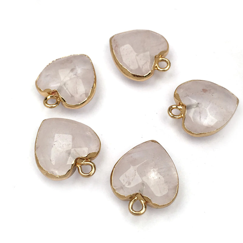 15PCS Rose Quartz Amazonite Heart Pendant Jewelry Making Gift