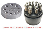15PCS Steel Doming Punches Dapping Block Jewelry Metal Forming Puncher Set