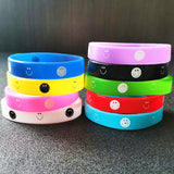 15PCS Luminous Smiling Face Silicone Rubber Band Bracelet for Kids