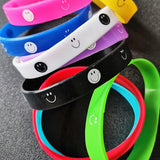 15PCS Luminous Smiling Face Silicone Rubber Band Bracelet for Kids