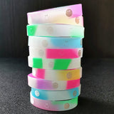 15PCS Luminous Smiling Face Silicone Rubber Band Bracelet for Kids