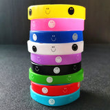 15PCS Luminous Smiling Face Silicone Rubber Band Bracelet for Kids