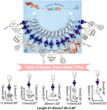 15Pc Knitting Stitch Markers Antique Silver Alloy Lobster Clasp Locking Stitch