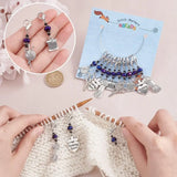 15Pc Knitting Stitch Markers Antique Silver Alloy Lobster Clasp Locking Stitch