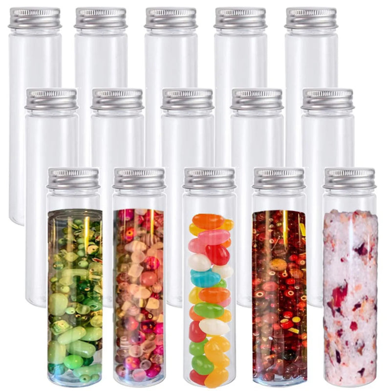 15Pcs 110Ml Plastic Test Tubes with Screw Caps for Beans
