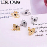 15Pcs 11x5mm Brass Gold/Silver CZ Eyes Pendant for Jewelry Making