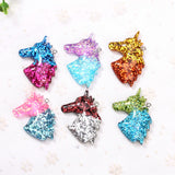 15Pcs Unicorn Glitter Charms Resin Cabochons DIY Jewelry Making