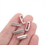 15Pcs Antique Silver Wavy Spacer Beads 10mm Flat Leather DIY Bracelets