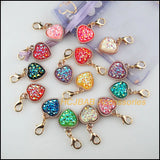 15Pcs KC Heart Flower Frame Resin Charms 15.5x18.5mm