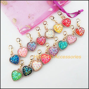 15Pcs KC Heart Flower Frame Resin Charms 15.5x18.5mm