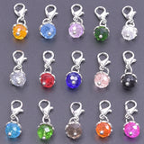 15Pcs Colorful Round Spacer Beads Lobster Clasp DIY Jewelry Making