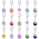 15Pcs Colorful Round Spacer Beads Lobster Clasp DIY Jewelry Making