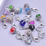 15Pcs Colorful Round Spacer Beads Lobster Clasp DIY Jewelry Making