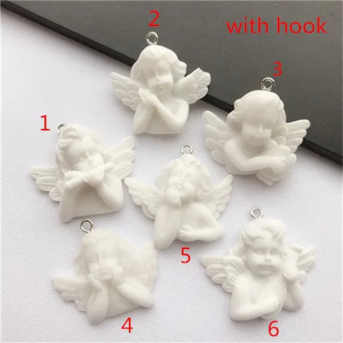 15Pcs Resin Cupid Angel Charms Baby Face Crafts Flatback for Necklace Earring
