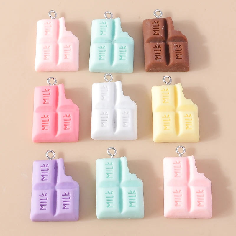 15Pcs Resin Chocolate Charm Dessert Food Charms for Jewelry Making