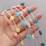 15Pcs Colorful Shell Beads Sunflower Daisy DIY Jewelry Making