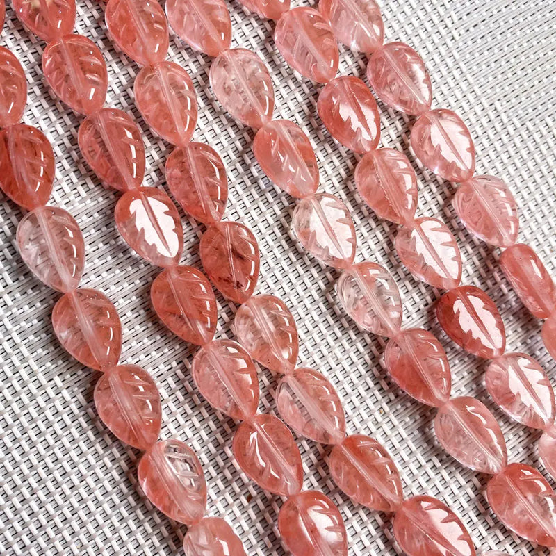 15Pcs Natural Stone Leaf Beads Semi-precious Loose Bead for Jewelry Making DIY