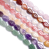 15Pcs Natural Stone Leaf Beads Semi-precious Loose Bead for Jewelry Making DIY