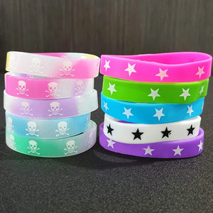 15Pcs Skull Silicone Bracelets Star Wristband Halloween Decoration