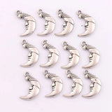 15Pcs Tibetan Silver Half Moon Face Spacer Charm Beads Pendants Alloy DIY