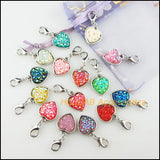 15Pcs Heart Frame Resin Charms Pendants With Lobster Claw Clasps