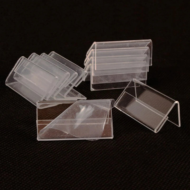 15Pcs Mini Label Racks Clear Tag Clip Sign Card Stands 2X4Cm