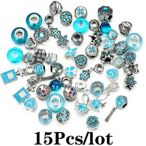 15Pcs/lot Charm Beads Pendant DIY Bracelet Necklaces For Women Jewelry Making