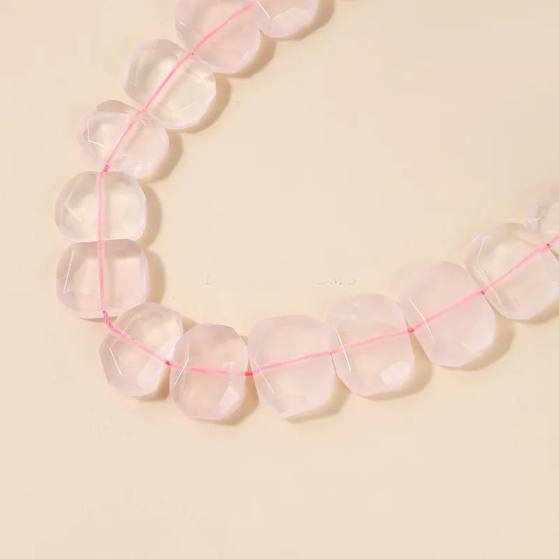 15X19mm Light Pink Crystal Stone Irregular Faceted Beads